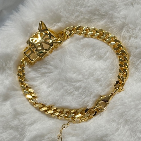14k Gold Plated leopard Head Bracelet - Picture 4 of 4